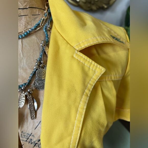 Bronson Of California Yellow 70s  Dagger Collar Open Front Belted Blouse Sz 9/10 - Picture 4 of 10